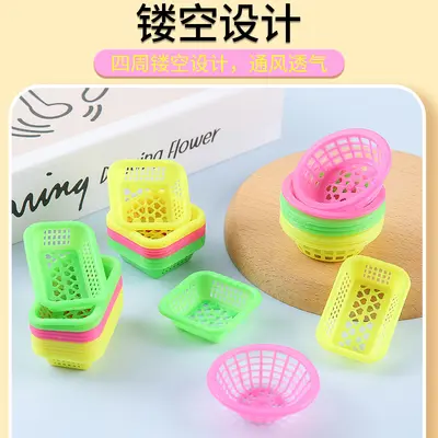 Children's Pretend Play Mini Vegetable Basket Set with Plastic Food Accessories - 3