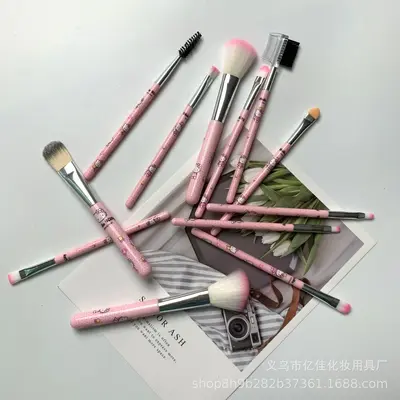 KT Cat 12-piece makeup brush set, eyeshadow, blush, foundation brush, beauty tools, lip brush