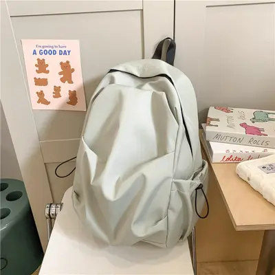 Koreanische Version vielseitiger einfarbiger Rucksack mit Falten Herren-Freizeit-Rucksack Damen-Reiserucksack Mittelschule Oberschule Schüler-Rucksack