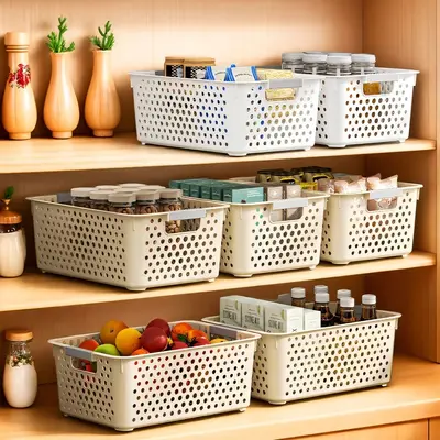 Miscellaneous storage basket snack toy organizer box household plastic storage box kitchen cabinet basket desktop storage basket