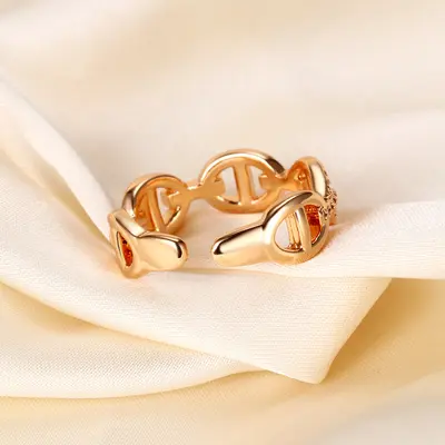 Gold-plated pig nose ring, full diamond set