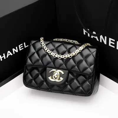 Genuine Leather CF Chain Small Single Shoulder Crossbody Bag for Women - 13