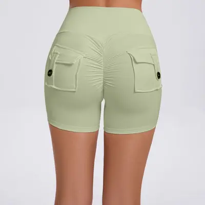 Kadın Yüksek Bel Kargo Tayt Şort, Düğmeli Kaldırıcı Hızlı Kuruyan Fitness Pantolonu - 8
