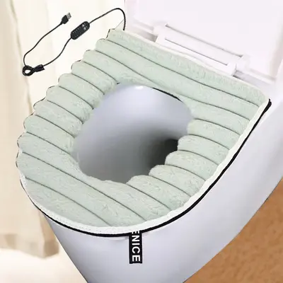 USB Winter Temperature-Adjustable Heated Rabbit Fleece Toilet Seat Cover, Household Washable Toilet Seat Cushion, Fast-Heating Constant Temperature, Wholesale Pallet