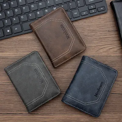 Minimalist Vertical Men's Leather Wallet, Ultra-Thin, Multi-Card Slots