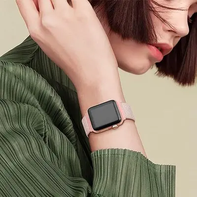 Apple Watch uyumlu naylon kayış, cırt cırtlı çift bölmeli halka, iWatch987