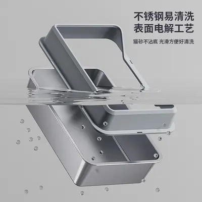 Cross-border stainless steel cat litter box, top-entry with lid, side-opening door, stainless steel cat toilet with high fence, pet supplies