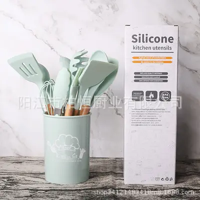 Kitchen utensils set Food-grade silicone material 12-piece set, non-stick pan, easy to clean, storage kitchen tool combination included - 11