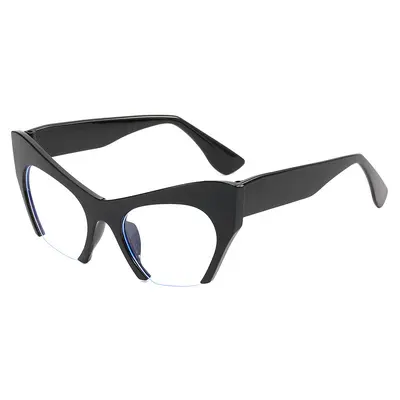 Retro Cat-Eye Half-Frame Glasses, Anti-Blue Light Lenses