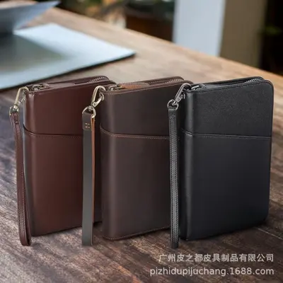 Passport wallet, multifunctional, cowhide, zipper - 9