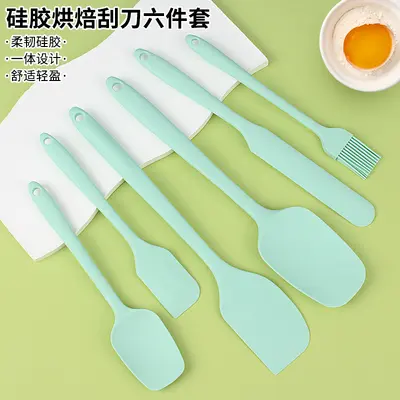 Spot Silikon integrierter Schaber 6-teiliges Schaber-Öl-Pinsel-Set Backwerkzeuge Kuchen-Creme-Spachtel