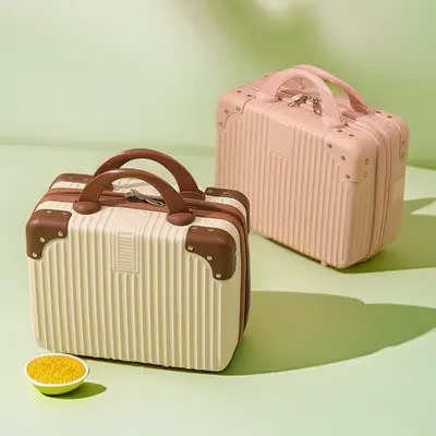 Maßgeschneiderte Handgepäck-Kosmetikkoffer 14 Zoll, kleine Reisekoffer, Zahlenkombinationskoffer, Reisekoffer, Bordgepäck Macaron-Farben Bordgepäckkoffer