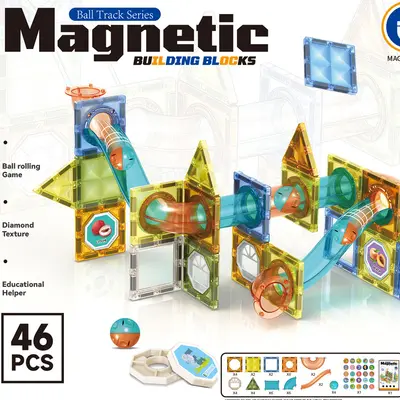 Bunte Magnet-Bausteine für Fenster, pädagogisches Puzzle für Kinder - 12