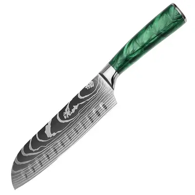 Şam desenli Japon santoku mutfak bıçak seti 3 parça - 9