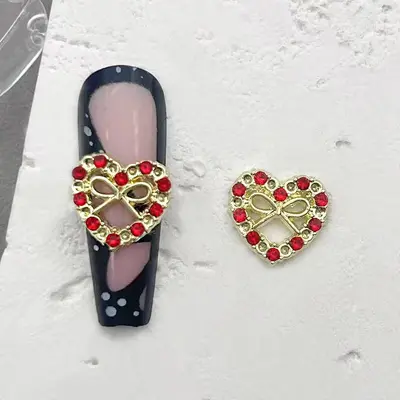Three-Dimensional Diamond Peach Heart Alloy Nail Art Decoration - 12