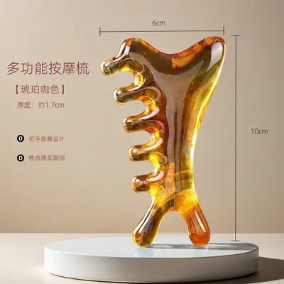 Harz 4-in-1 Gua Sha Massagekamm für Gesichtskonturierung und Lifting Beauty Wellness Massagegerät Faszien Scraping Gesichtsbürste Meridian Massagebürste - 13