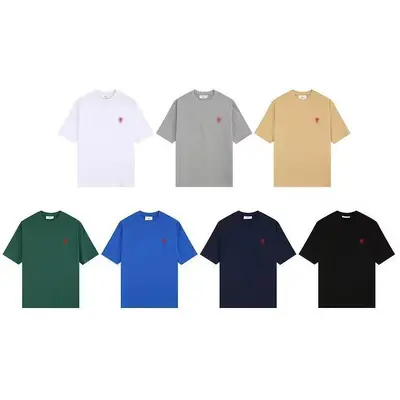 Locker geschnittenes T-Shirt aus reiner Baumwolle mit Pfirsich-Herz-Stickerei