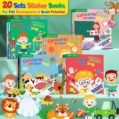 20-Book Sticker Book Set for Concentration and Early Learning, Children's Activity Books - 4