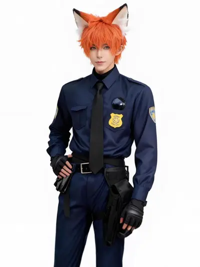 Zootopia Nick Fox Cosplay Costume Police Uniform Set