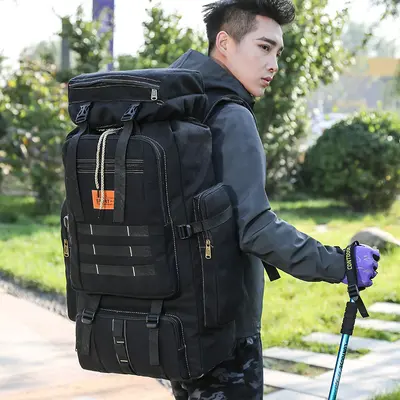 Canvas Sports Backpack, Large Capacity, Hiking and Travel, Contrast Color - 1