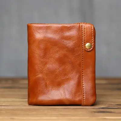 Genuine Leather Short Wallet, Top-Grain Cowhide, Vegetable-Tanned - 10