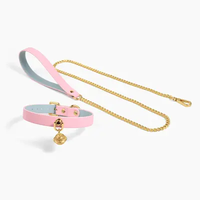 Gold Small Bell Dog Collar with Leash, Women's Pull Rope - 3