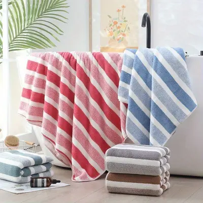 Coral Fleece Towel Set 8-Piece, Absorbent Couple Bath and Beach Towels
