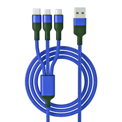 100W Super-Schnellladedatenkabel 3-in-1 6A Blitzladung bedrucktes Logo kleine Geschenk 1-3er geflochtenes Ladekabel - 9