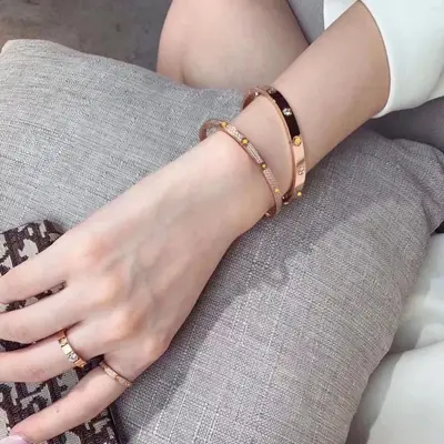 18K gold-plated bracelet, wide/narrow version, cubic zirconia - 3