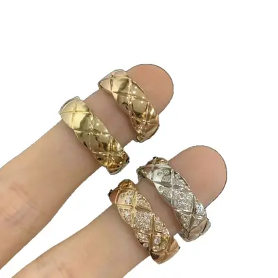 Xiangja 18k Gold plattiert Coco Rautenmuster Ring - 5