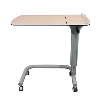 Height-Adjustable Mobile Dining Table, Wood Grain, for Hospitals and Nursing Homes - 6
