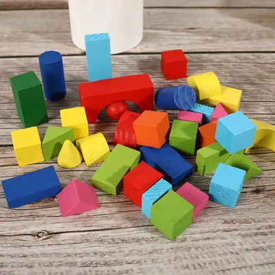Kindergarten Educational Geometric Solid Set Colorful Building Blocks for Babies - 2