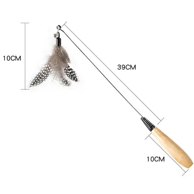 CFA Wooden Handle Spring Cat Teaser Wand with Replaceable Feather Head - 4