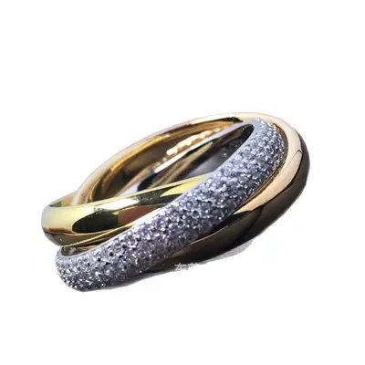 Three-Ring Couple Ring, Diamond Inlay, Lustrous