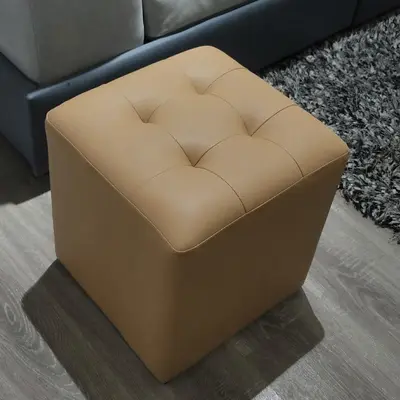 Yuvarlak deri puf, ev tipi ayakkabı değiştirme tabureşi - 7