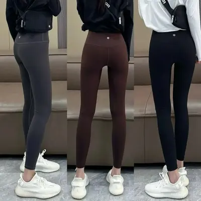 Women's Yoga Pants with Logo, Nine-Point Length, High Waist, Butt Lift - 5