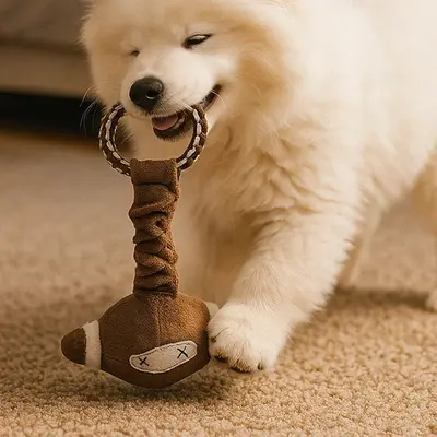Köpek ve Kedi Çekilebilir Sesli Top Oyuncağı, İp Bağlantılı, Isırmaya Dayanıklı - 2