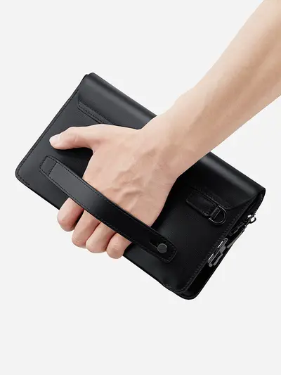 Men's Handbag with Combination Lock Double Zipper Large Capacity Business Casual - 3