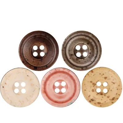 Resin Buttons with Double Ring and Imitation Bone Look for Men's Garments