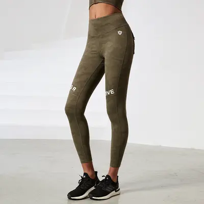 Damen-Laufkompressionsleggings, Camouflage, hohe Taille, schnelltrocknend - 12