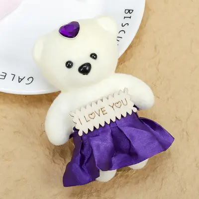 Diamond-Decorated Flocked Teddy Bear Plush Toy - 9