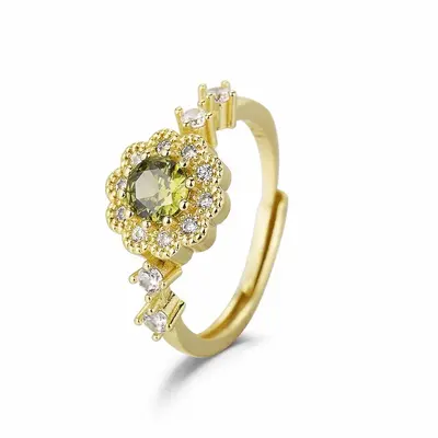 Vintage French olive green adjustable ring - 6