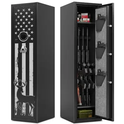 Fingerprint and Code Gun Cabinet with Anti-Theft Security Safe - 8