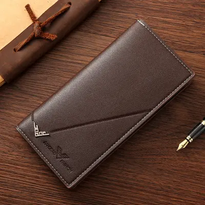 Men's Long Wallet, Soft Leather, Large Capacity, Multi-Card Slots - 8