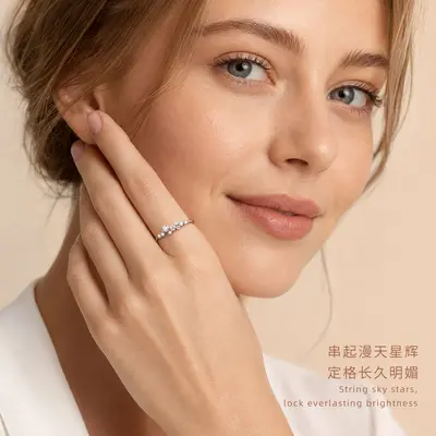 Moissanit Ring für Damen mit Sternendesign, Silber