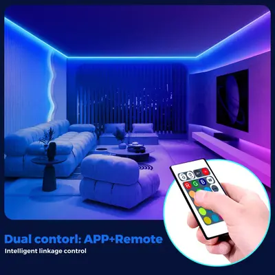 E-spor atmosferi için müzikle uyumlu renk değiştiren LED ışık şeridi, kendinden yapışkanlı düşük voltajlı 5V Bluetooth akıllı RGB ışık şeridi seti.