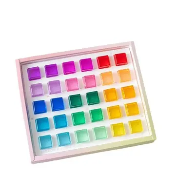 Acrylic high transparency building blocks cubic rainbow building blocks children's educational toys creative light-transmitting gemstone building blocks toys