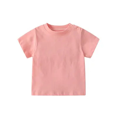 Baby-Kurzarmshirt, Rundhals, Schulterknöpfe, Baumwolle, einfarbig - 8