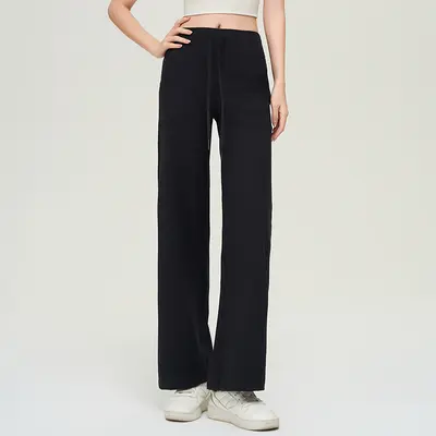 Lulu-Style Women's Wide-Leg Yoga Pants, Fleece Lined, Solid Color - 7