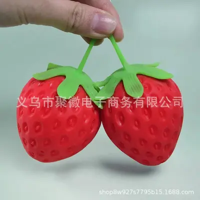 Simulated Strawberry Stress Ball, Filled Squeeze Toy